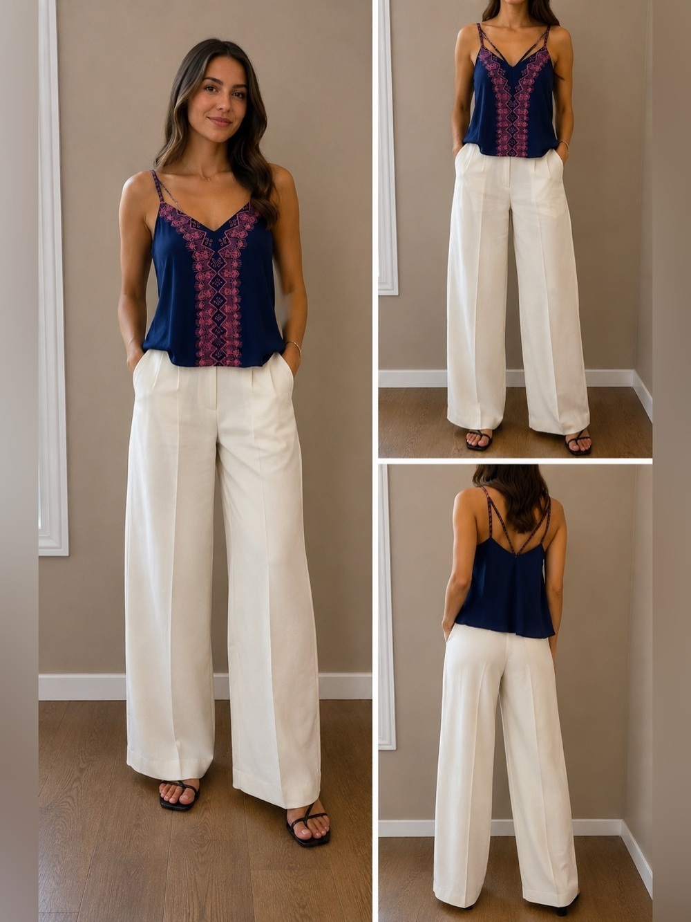 Francesca's Collections Navy & Pink embroidered Aztec pattern Size S NWTs